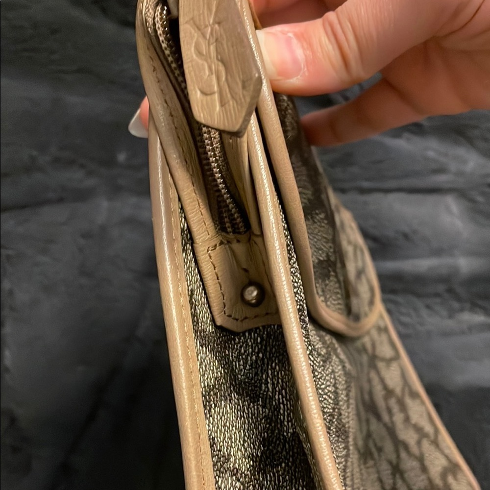 Yves Saint Laurent Brown and Gray Monogram Clutch - Picture 8 of 10